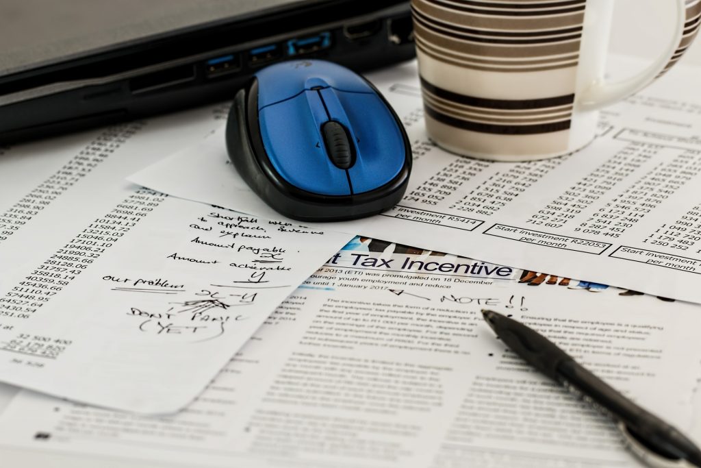 papers filing taxes on desk