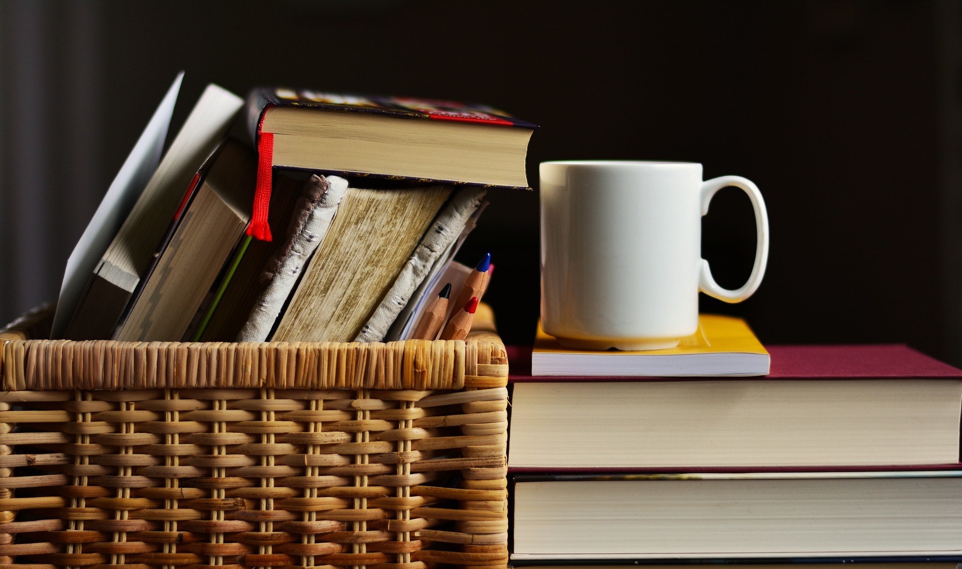 stack of books student